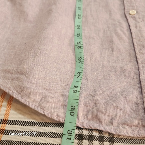 Baird McNutt Linen Murano Slim Fit Short Sleeve Button Up Shirt Mens L Lavender - Picture 11 of 11